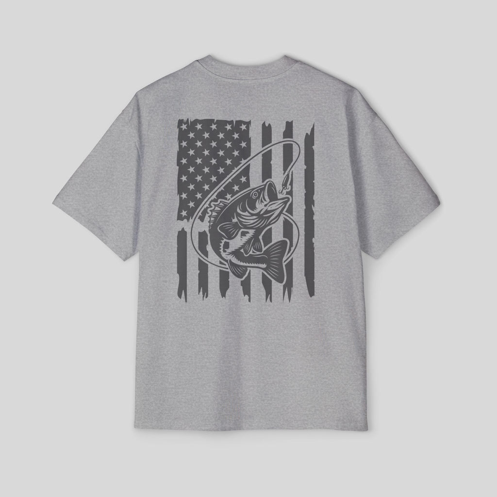 Men’s Oversized Bass Fishing American Flag Tee