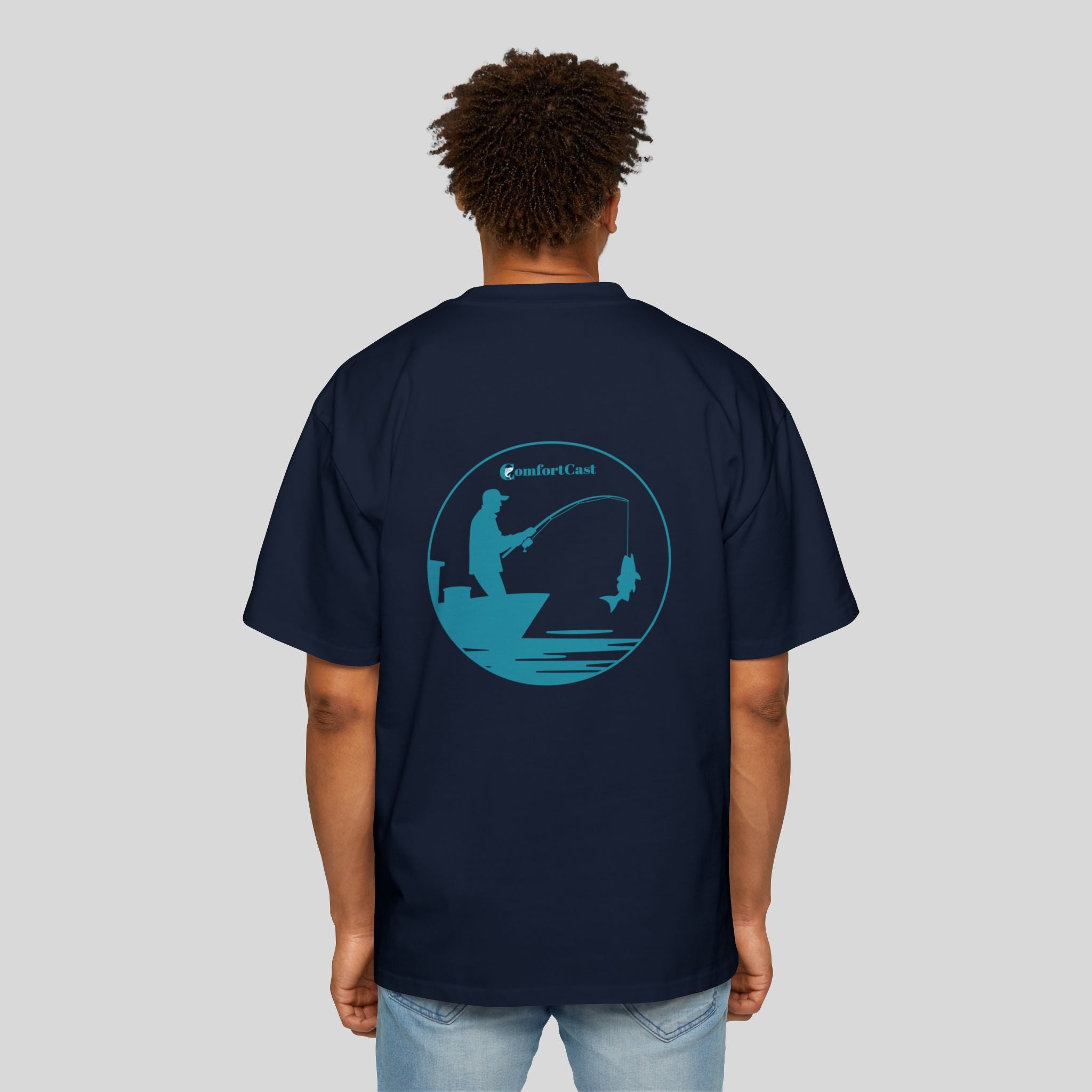 Lone Angler Oversized Men's Graphic T-Shirt