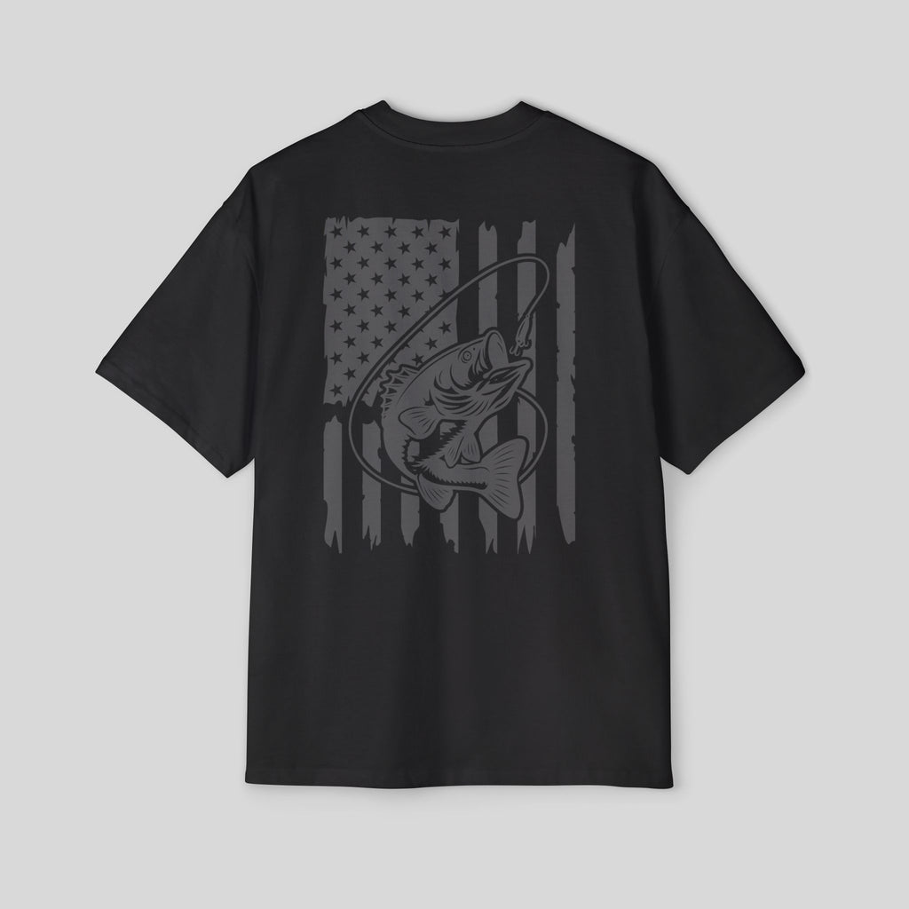 Men’s Oversized Bass Fishing American Flag Tee