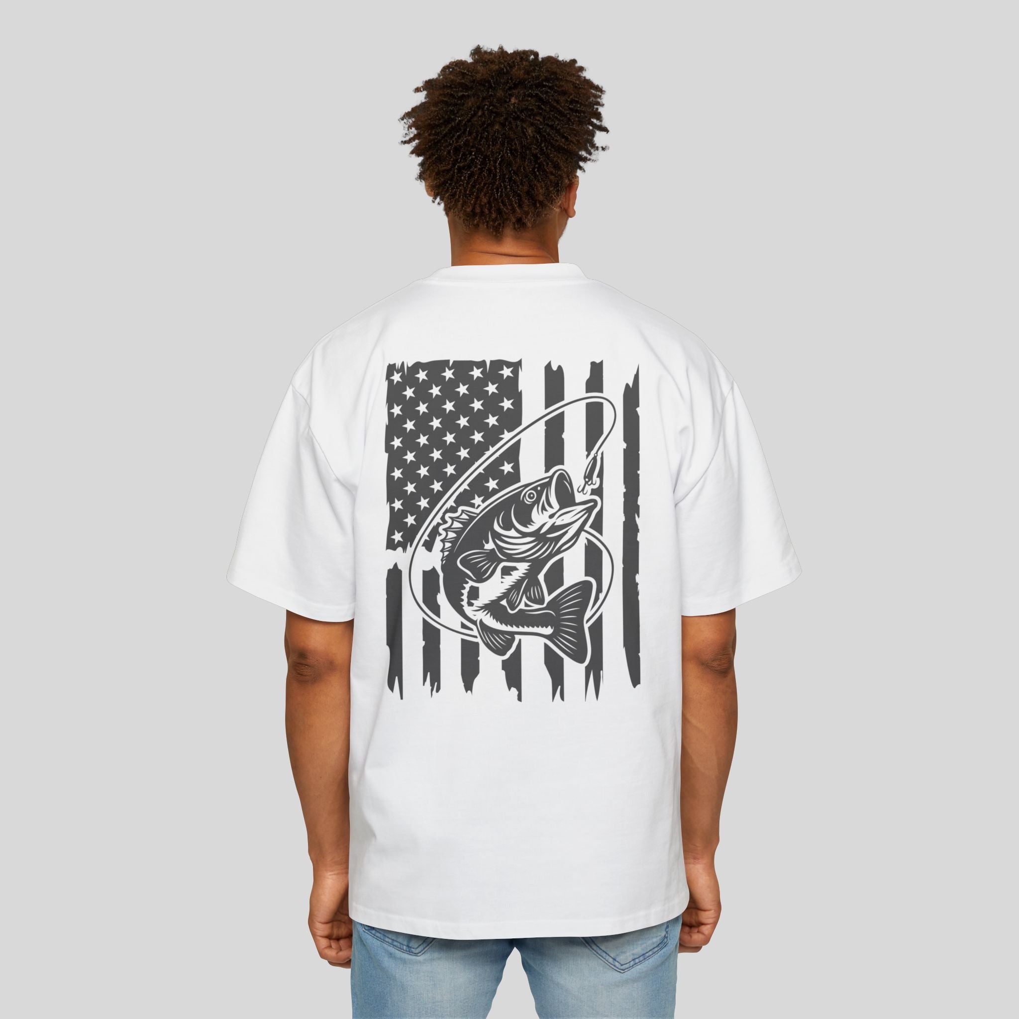 Men’s Oversized Bass Fishing American Flag Tee