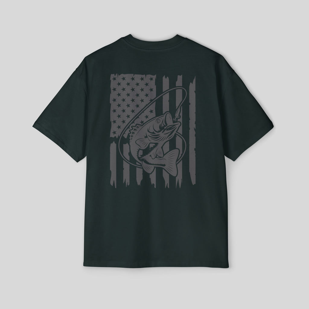 Men’s Oversized Bass Fishing American Flag Tee