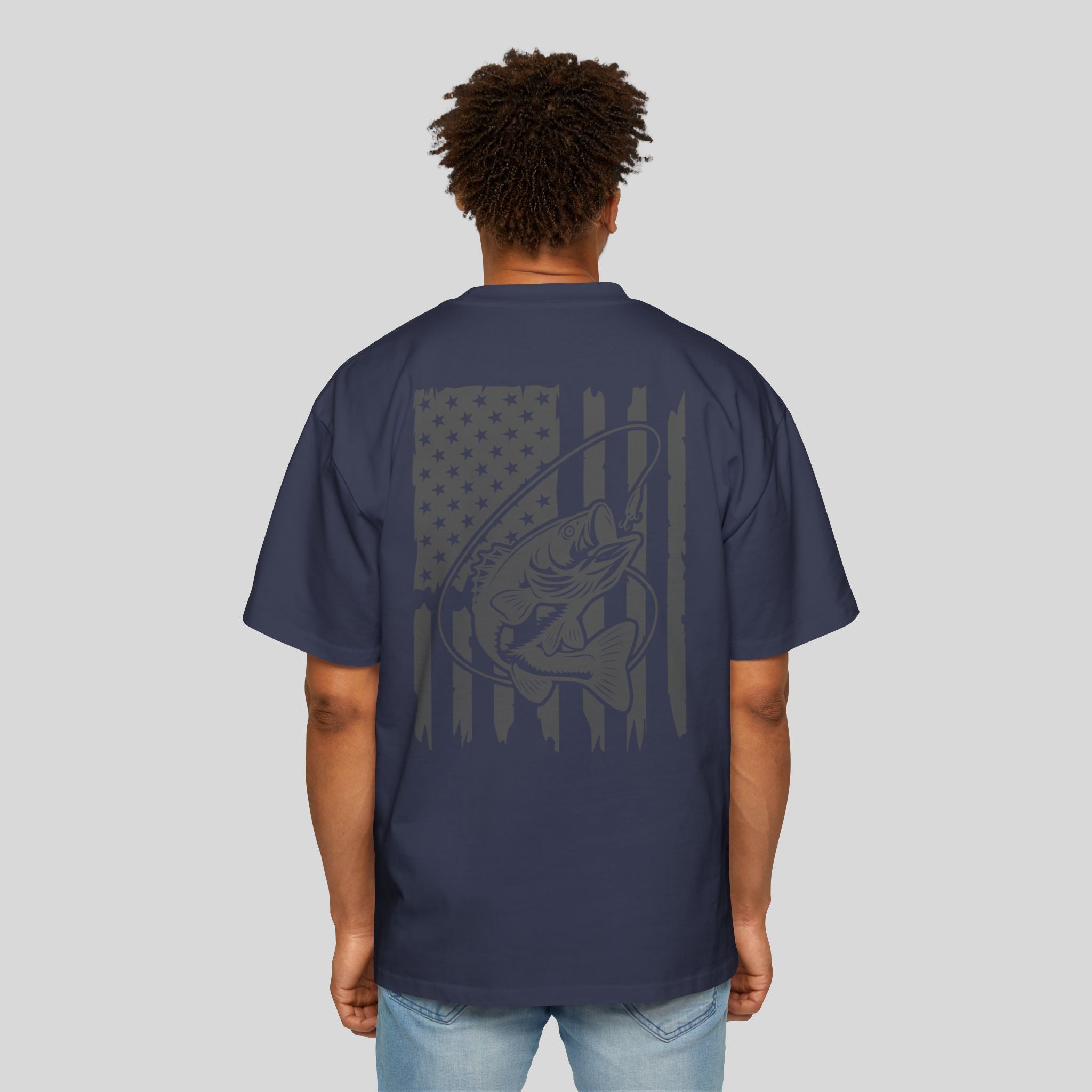 Men’s Oversized Bass Fishing American Flag Tee