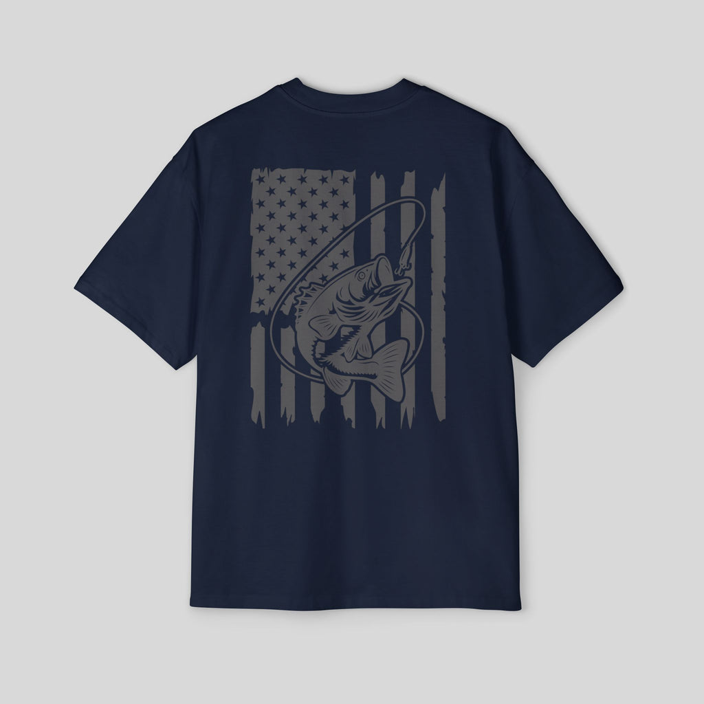 Men’s Oversized Bass Fishing American Flag Tee