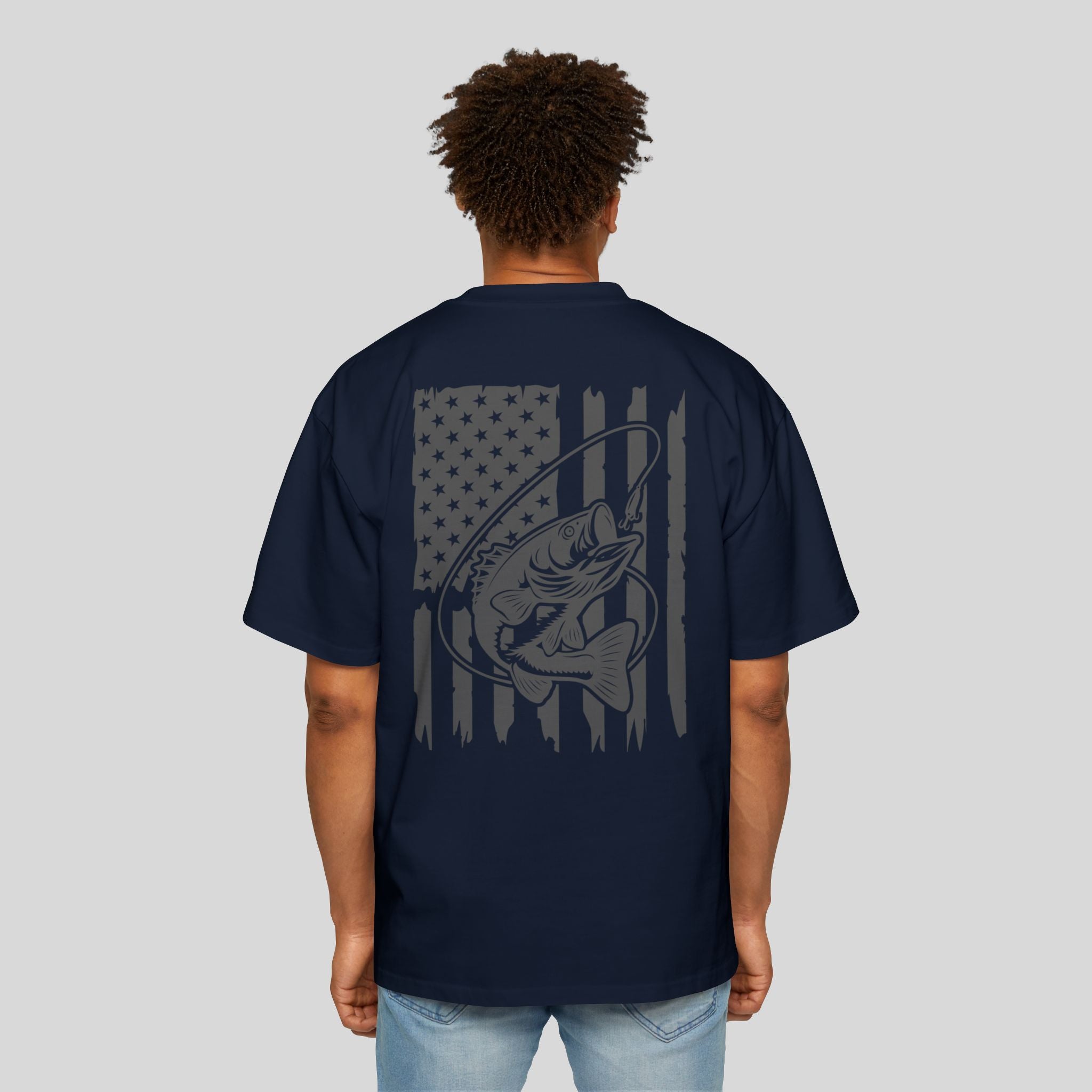 Men’s Oversized Bass Fishing American Flag Tee