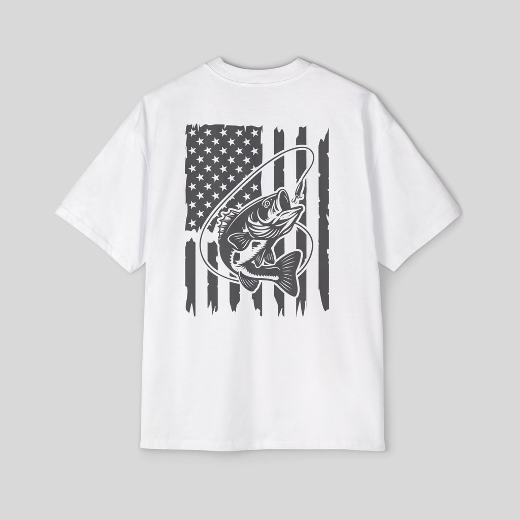 Men’s Oversized Bass Fishing American Flag Tee