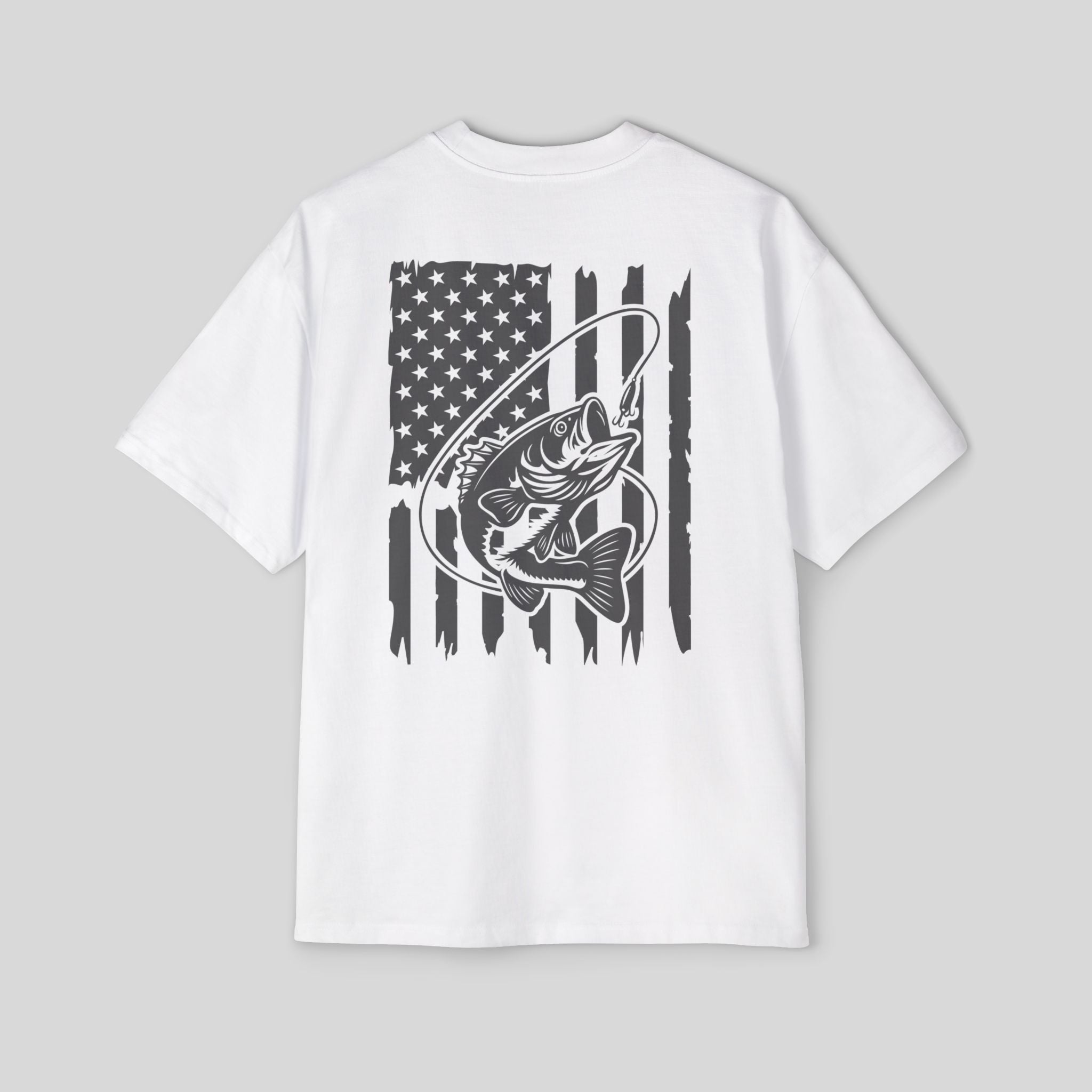 Men’s Oversized Bass Fishing American Flag Tee