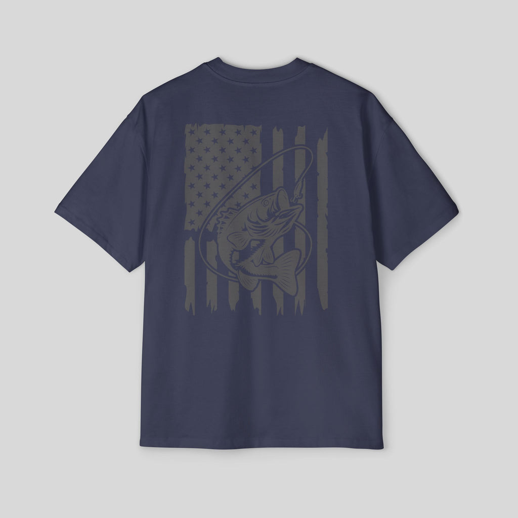 Men’s Oversized Bass Fishing American Flag Tee