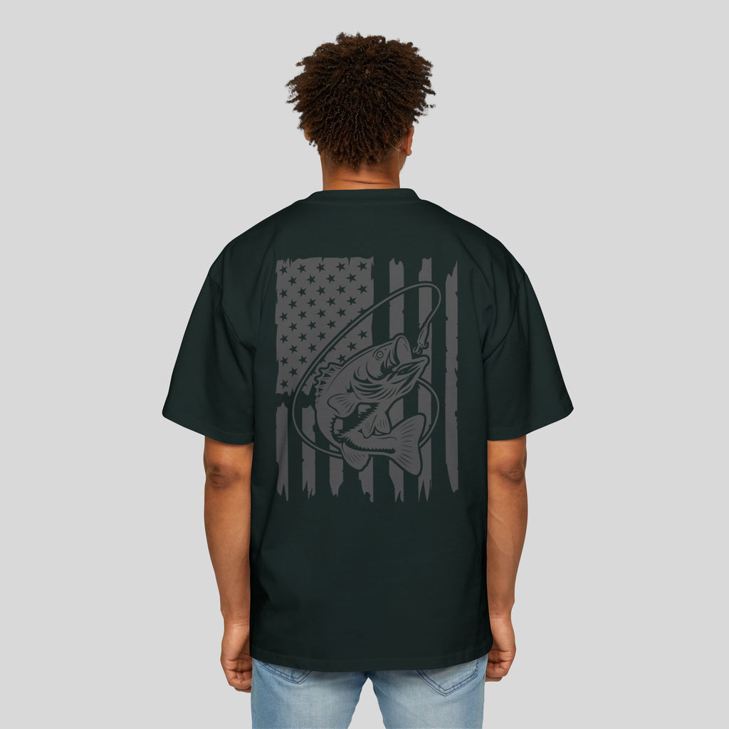 Men’s Oversized Bass Fishing American Flag Tee