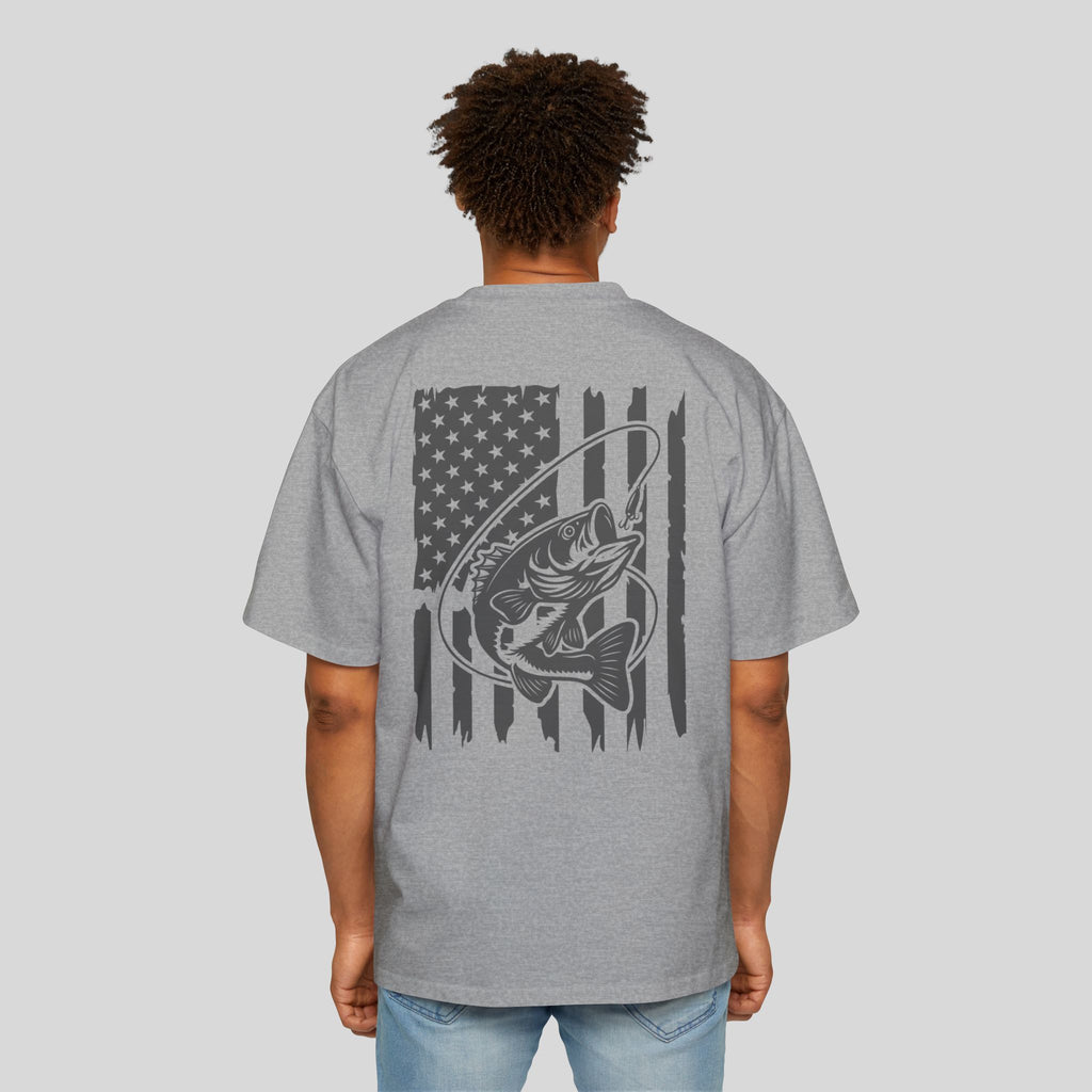 Men’s Oversized Bass Fishing American Flag Tee