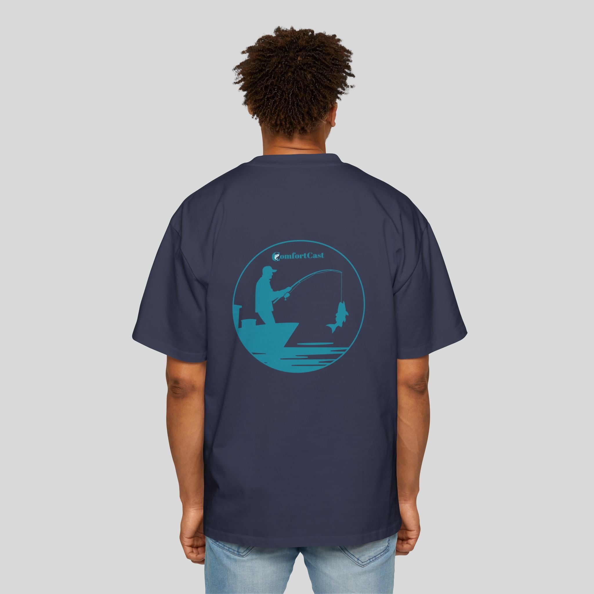 Lone Angler Oversized Men's Graphic T-Shirt